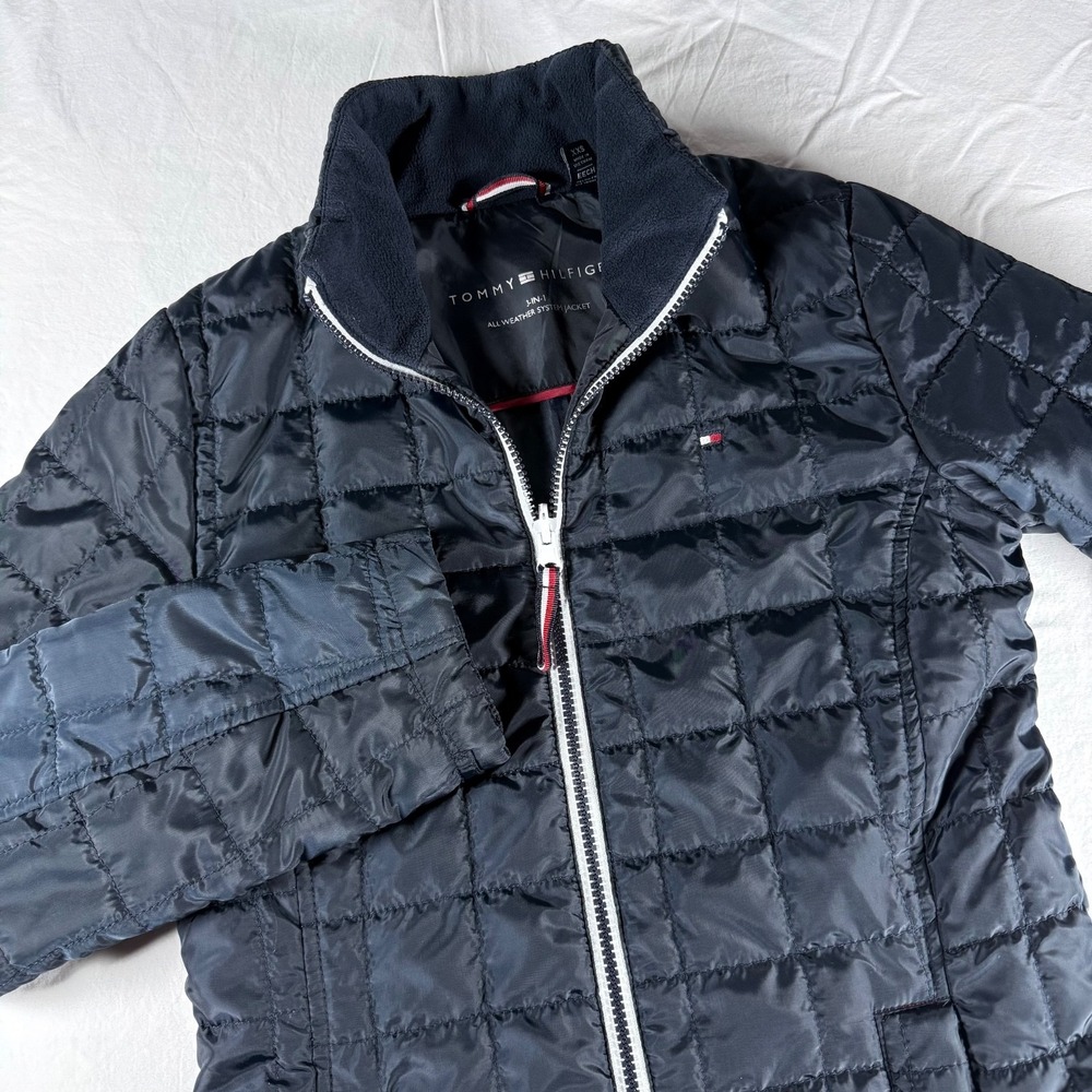 Tommy Hilfiger Jacket Womens XXS Navy Quilted Puffer All Weather 3-in-1 Full Zip
